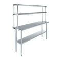 thumbnail image 1 of 72" Long x 18" Deep" Stainless Steel Work Table With 12" Wide Double Tier Overshelf | Metal Kitchen Prep Table & Shelving Combo, 1 of 9