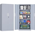 thumbnail image 1 of 72” Metal Garage Storage Cabinet, Lockable File Cabinets with 2 Doors and 4 Adjustable Shelves, Steel Tool Cabinets with Lock for Office, Home, Gym (Grey), 1 of 16