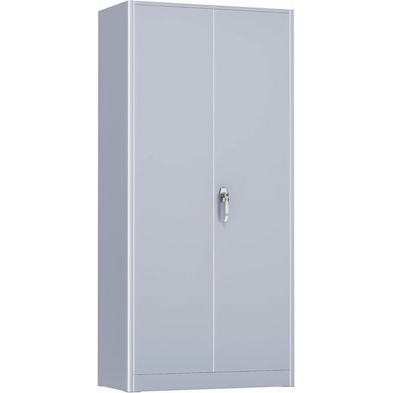 72” Metal Garage Storage Cabinet, Lockable File Cabinets with 2 Doors and 4 Adjustable Shelves, Steel Tool Cabinets with Lock for Office, Home, Gym (Grey)