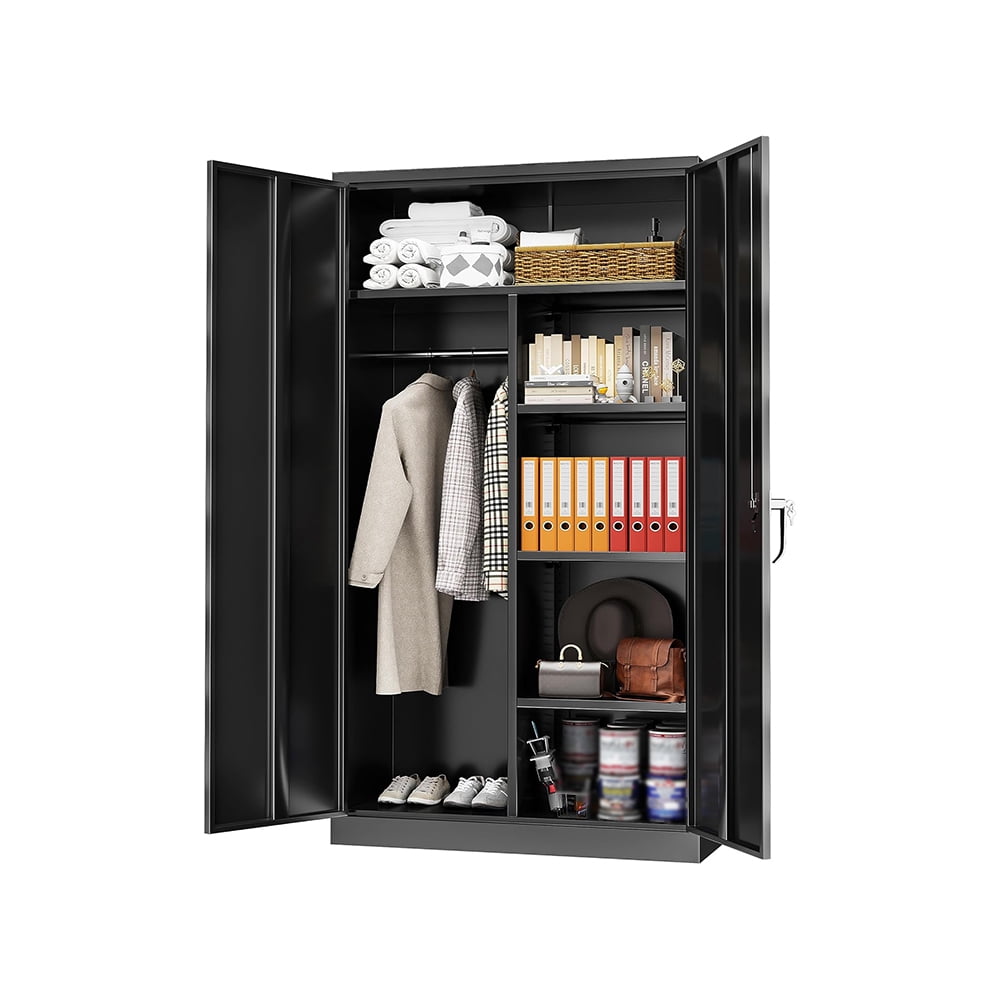 72" Metal Storage Cabinet with Lock Door, Locking Steel Storage ...