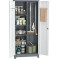 thumbnail image 1 of 72" Metal Storage Cabinet with Lockable Doors, Functional Garage Storage Cabinets, Heavy-Duty Tool Organization Cabinet with Hanging Rod & S-Hooks (72" Utility Closet), 1 of 16