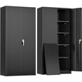thumbnail image 1 of 72”Metal Storage Cabinet, Lockable File Cabinets with 2 Doors and 4 Adjustable Shelves, Garage Storage Cabinets with Lock for Office, Home, Gym(Black), 1 of 9