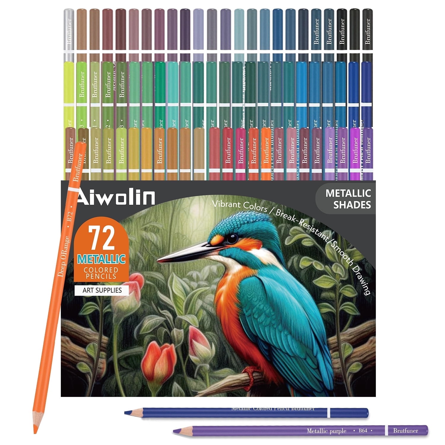72 Metallic Colored Pencils, Soft Core with Vibrant Color,Ideal 