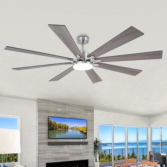 Vaczon 72" Modern Nickel Smart Dimmable LED Ceiling Fan with Ligh and Remote, APP Control