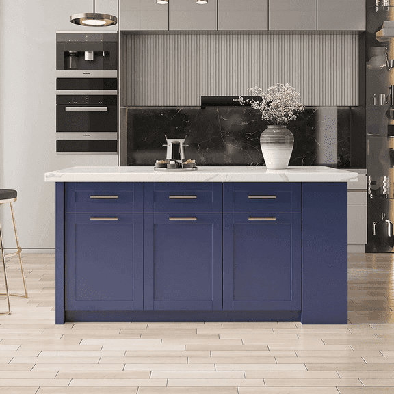 72" Modern Style Laminate Kitchen Islands with Multi-Storage Blue