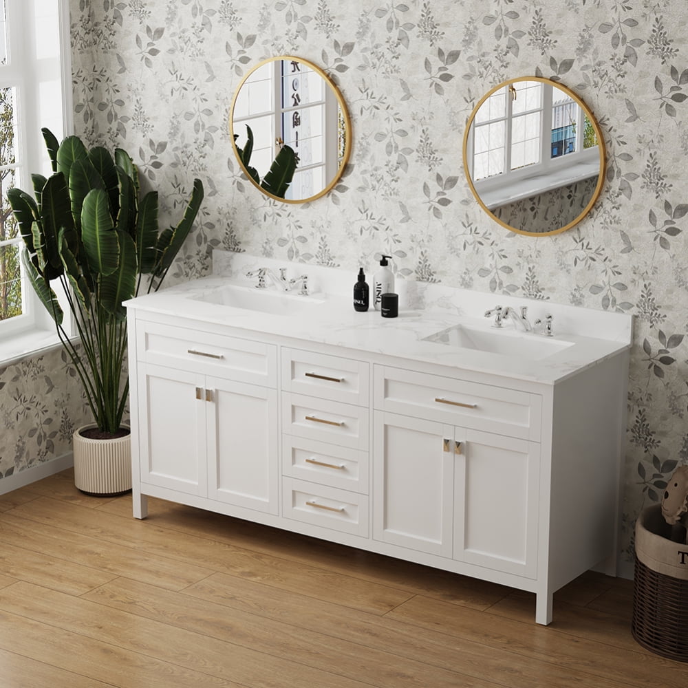 72" Modern Wood Basin Vessel Undermount Sink Set, Bathroom Vanity ...
