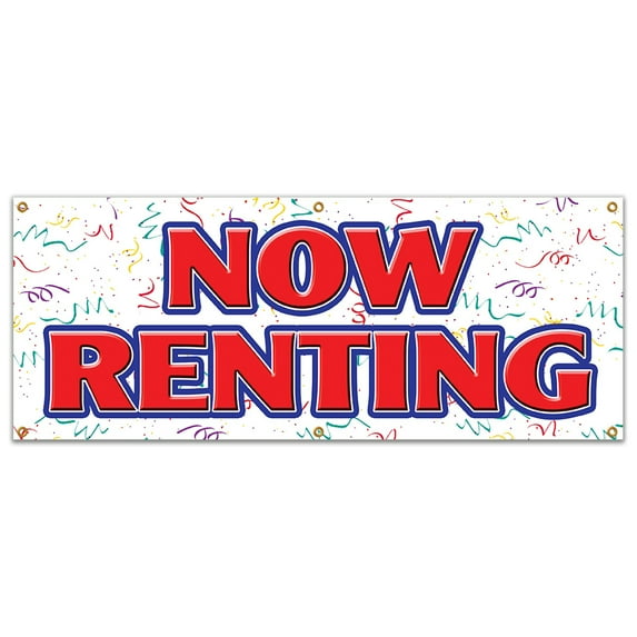 72" NOW RENTING BANNER SIGN for lease rent office retail space apartment home house