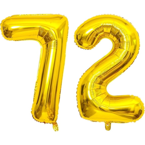 72 Number Balloons 40 Inch Gold Jumbo Numbers 27 Foil Mylar Balloons ...