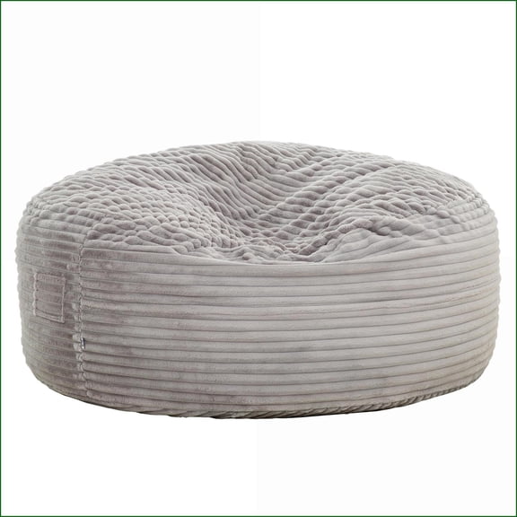 72 Oversized Round Velour Memory Foam Bean Bag Chair Lazy Sofa for Living Room | Light Gray | Round