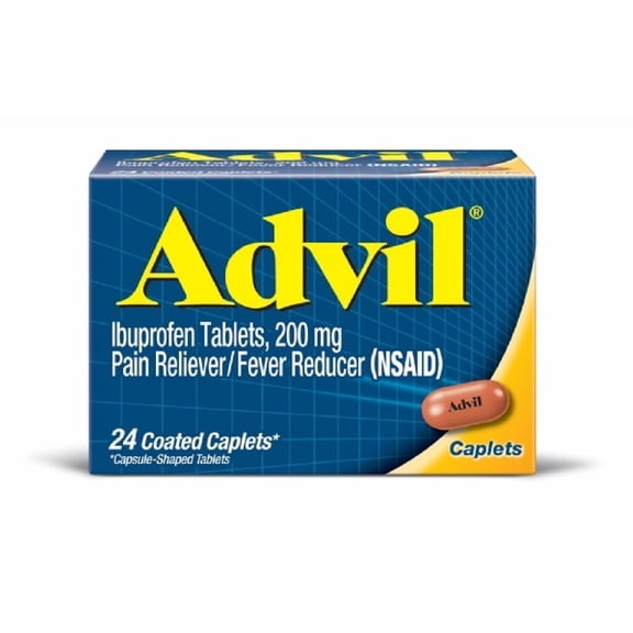 Advil Ibuprofen Pain Fever Reliever 200mg Caplets 24Each 6Count (PACK OF 12)