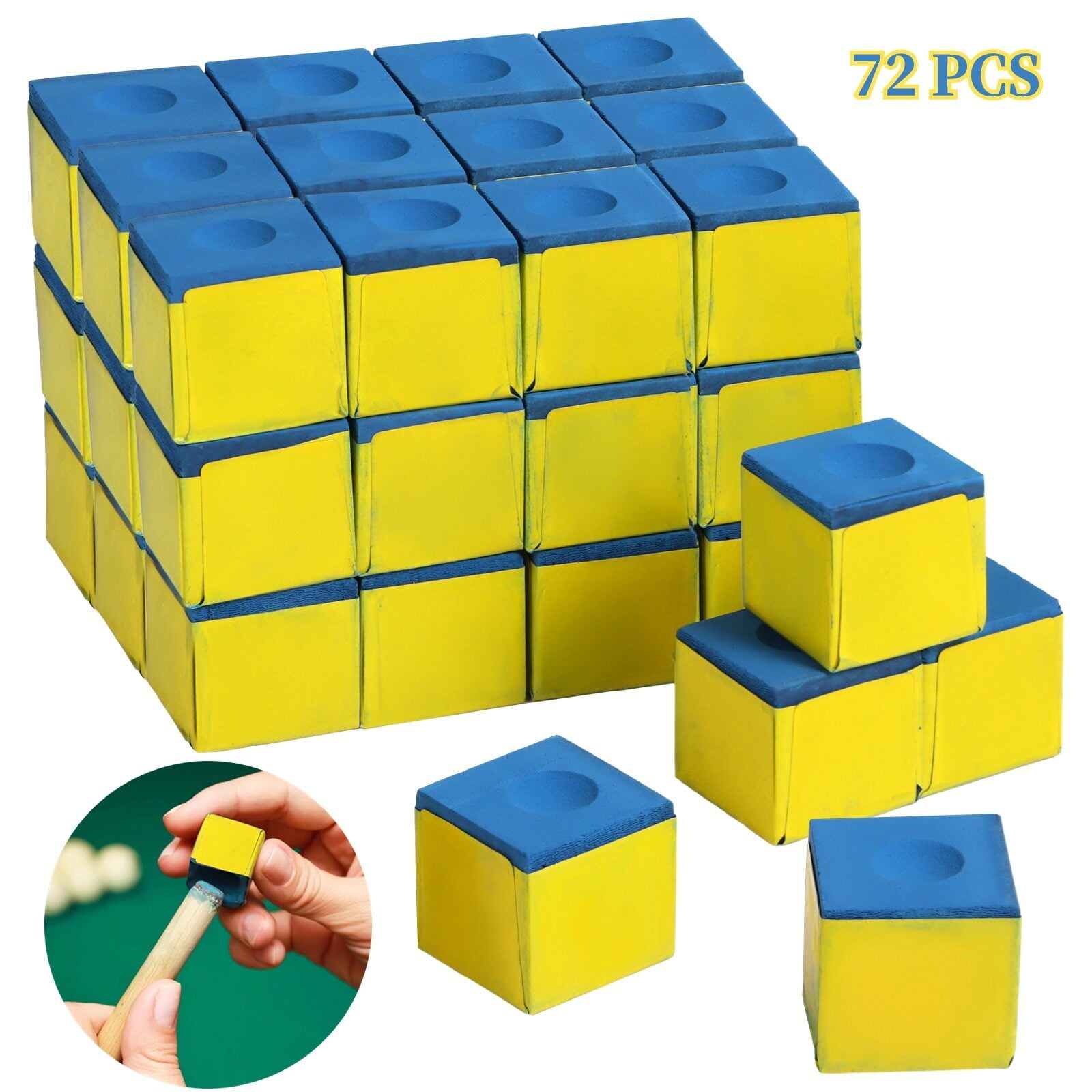 72 PCS Pool Chalks, Pool Chalk Cubes Billiard Chalk Cues, Pool Stick ...