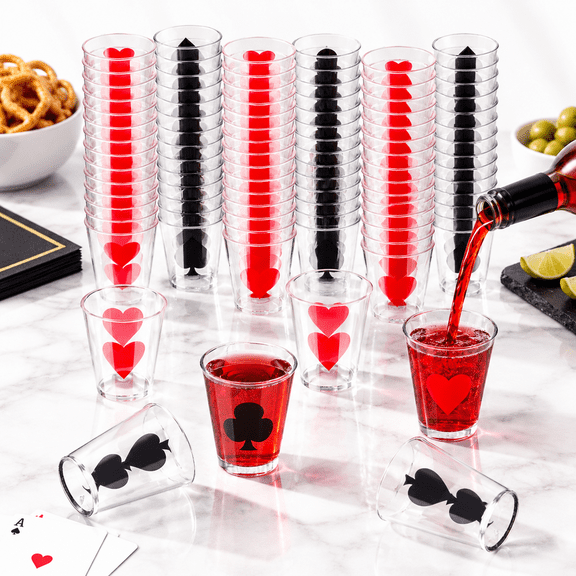 72-Pack 2-Ounce Plastic Casino Shot Glasses for Themed Party Supplies and Decor