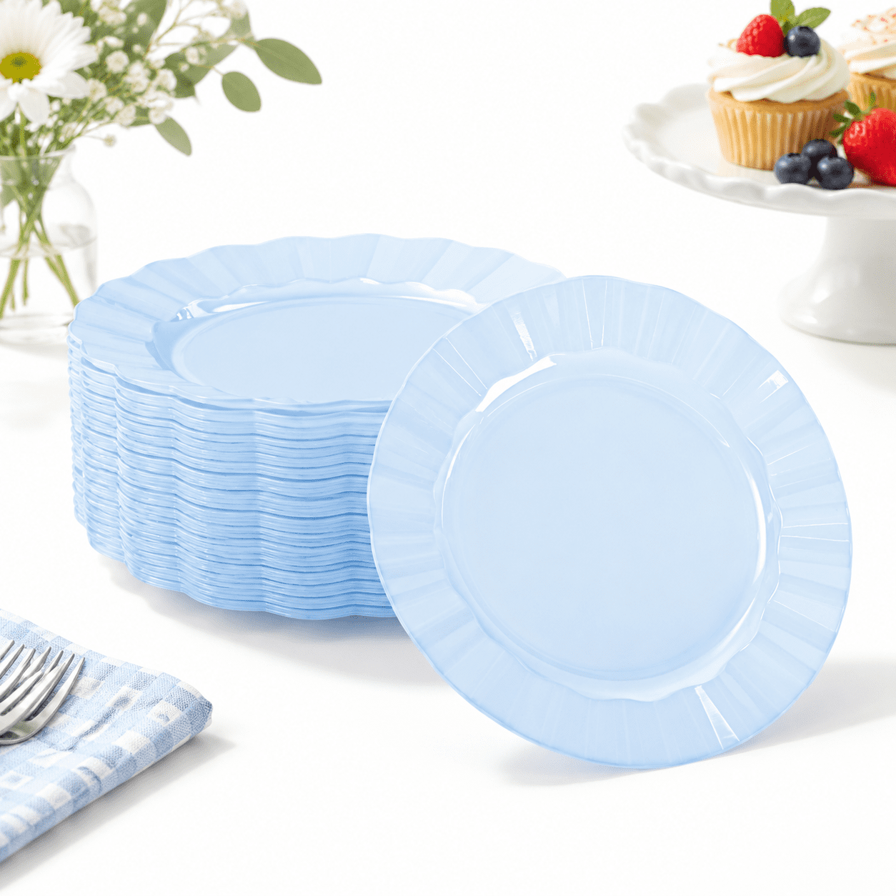 72 Pack Blue Plastic Plates 7
