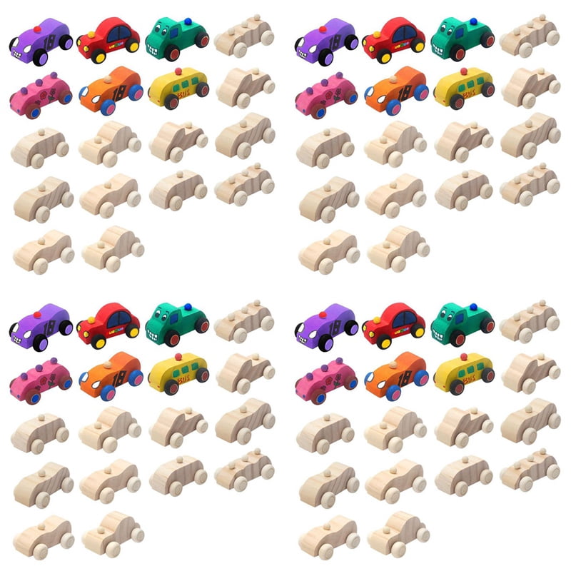 72 Pack DIY Wood Car Toys Unfinished Wooden Cars to Paint Wooden Craft Cars for Home Activities Craft Projects Family