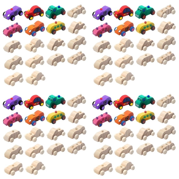 72 Pack DIY Wood Car Toys Unfinished Wooden Cars to Paint Wooden Craft Cars for Home Activities Craft Projects Family