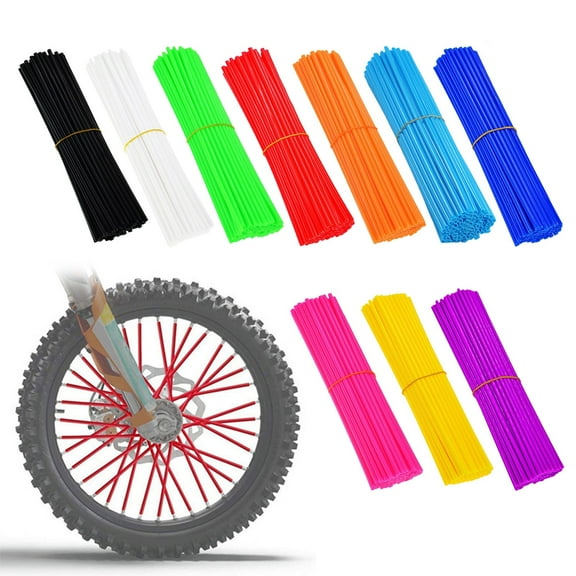72-Pack Plastic Wheel Spoke Decorations | 24cm Colored Spoke Sleeves for Bicycle & Motorcycle | Easy No-Tool Installation | UV Resistant & Weatherproof | 10 Vibrant Colors