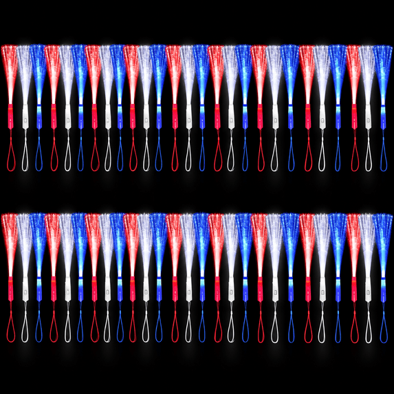 Stick Point Up 72 Pack Red Blue White Fiber Optic Wands Glow Bulk Led Light Up With 3 ...