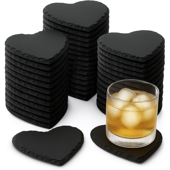 72 Pack Slate Drink Coasters Set, Black Slate Stone Coaster Bulk Laser Engraving Blank Handmade Decor for Home Kitchen Coffee Bar Protect Table(Hexagon)