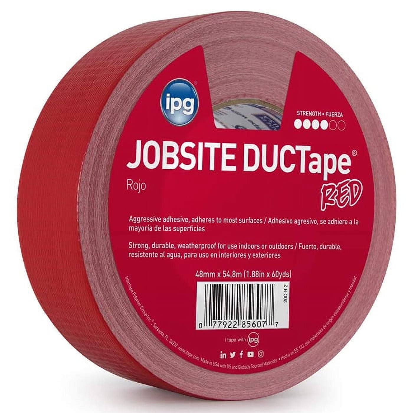 72-Pack of 1.88” x 60 yds Intertape 2CRD2 Jobsite Red General Purpose Duct Tape Colored