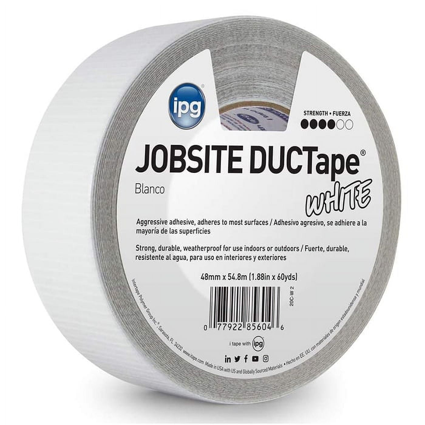 72-Pack of 1.88” x 60 yds Intertape 2CWT2 Jobsite White General Purpose Duct Tape Colored