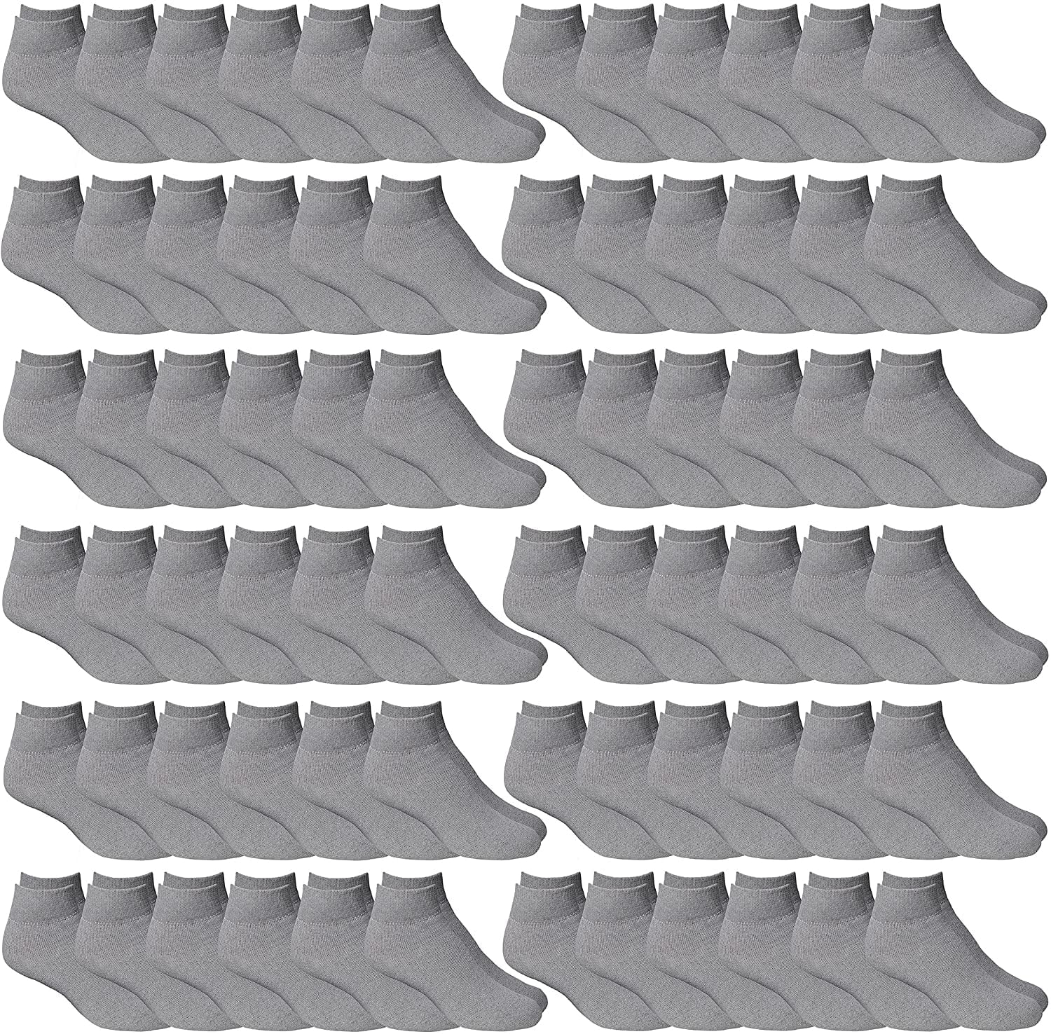 72 Pairs Low Cut Socks, Mens & Womens Below Ankle Socks, Cotton, Cheap Value Sock, Donation Homeless, Lightweight Bulk (72 Pairs Mens Grey)