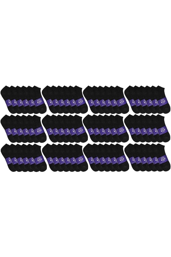 72 Pairs Low Cut Socks, Mens & Womens Below Ankle Socks, Cotton, Cheap Value Sock, Donation Homeless, Lightweight Bulk (72 Pairs Womens Black)
