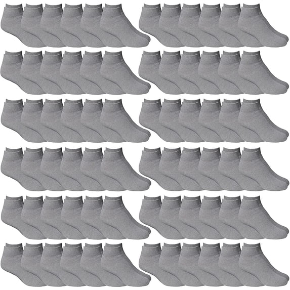 72 Pairs Low Cut Socks, Mens & Womens Below Ankle Socks, Cotton, Cheap Value Sock, Donation Homeless, Lightweight Bulk (72 Pairs Womens Grey)