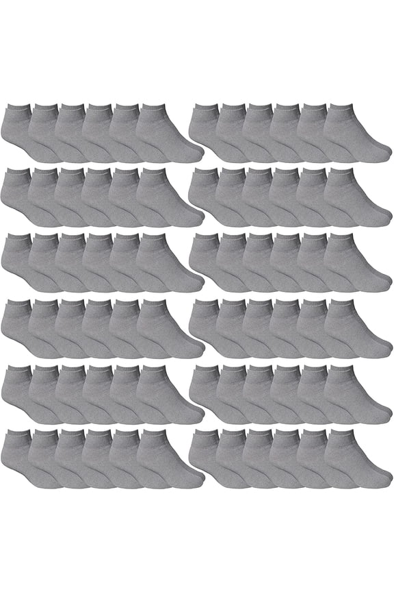 72 Pairs Low Cut Socks, Mens & Womens Below Ankle Socks, Cotton, Cheap Value Sock, Donation Homeless, Lightweight Bulk (72 Pairs Womens Grey)