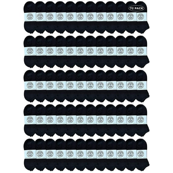 72 Pairs Of Yacht & Smith Bulk Womens Ankle Socks Low Cut Ankle Socks Size 9-11 (Black)
