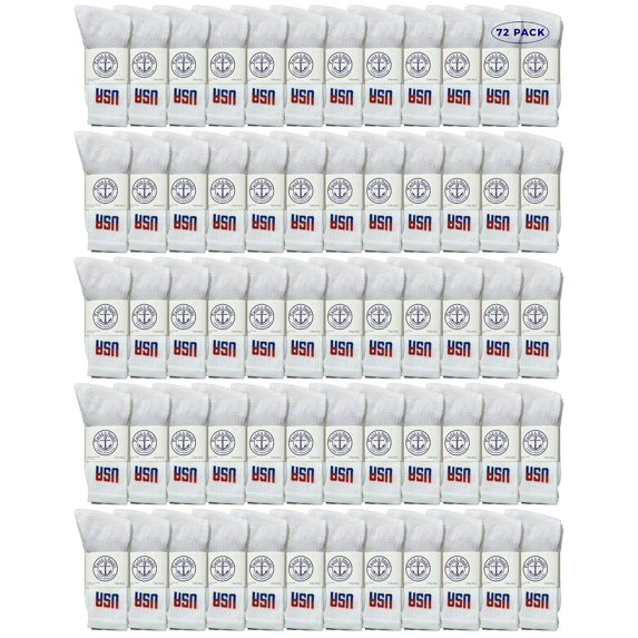 72 Pairs Of Yacht & Smith Mens Wholesale Bulk Cotton Socks, Athletic Sport Socks Shoe Size 8-12 (White USA)