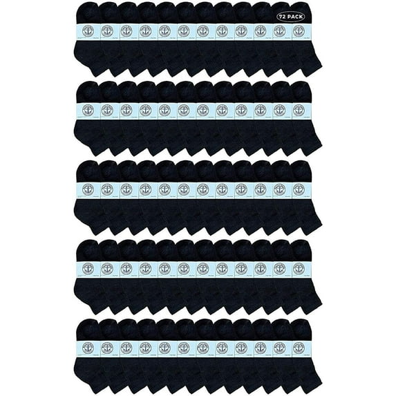 72 Pairs Of Yacht & Smith Wholesale Bulk Kids Mid Ankle Socks, Cotton Sport Athletic Ankle Socks Size 4-6 (Black)