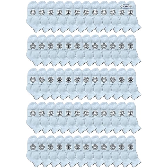 72 Pairs Of Yacht & Smith Wholesale Bulk Kids Mid Ankle Socks, Cotton Sport Athletic Ankle Socks Size 4-6 (White)