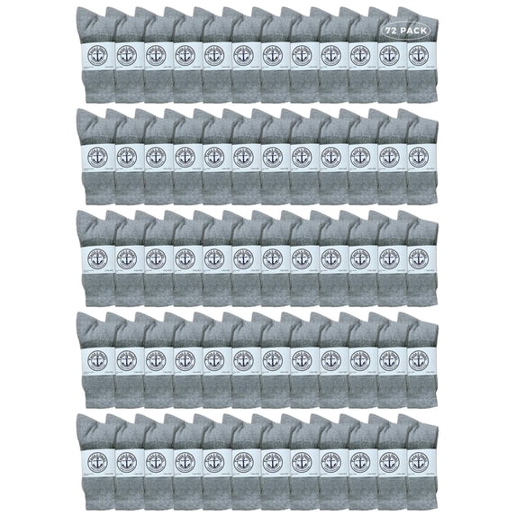 72 Pairs Of Yacht & Smith Wholesale Bulk Womens Crew Socks, Cotton Sport Athletic Socks - Size 9-11 (Gray)