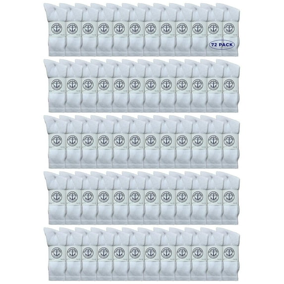 72 Pairs Of Yacht & Smith Wholesale Bulk Womens Crew Socks, Cotton Sport Athletic Socks - Size 9-11 (White)