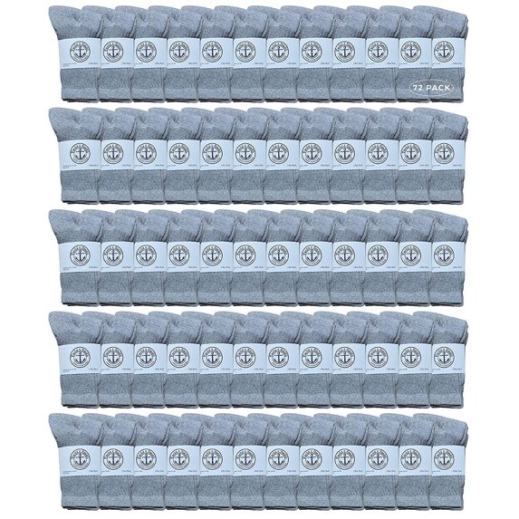 72 Pairs Of Yacht & Smith Wholesale Kids Crew Socks, Childrens Cotton Casual Crew Socks Size 6-8 (Gray)