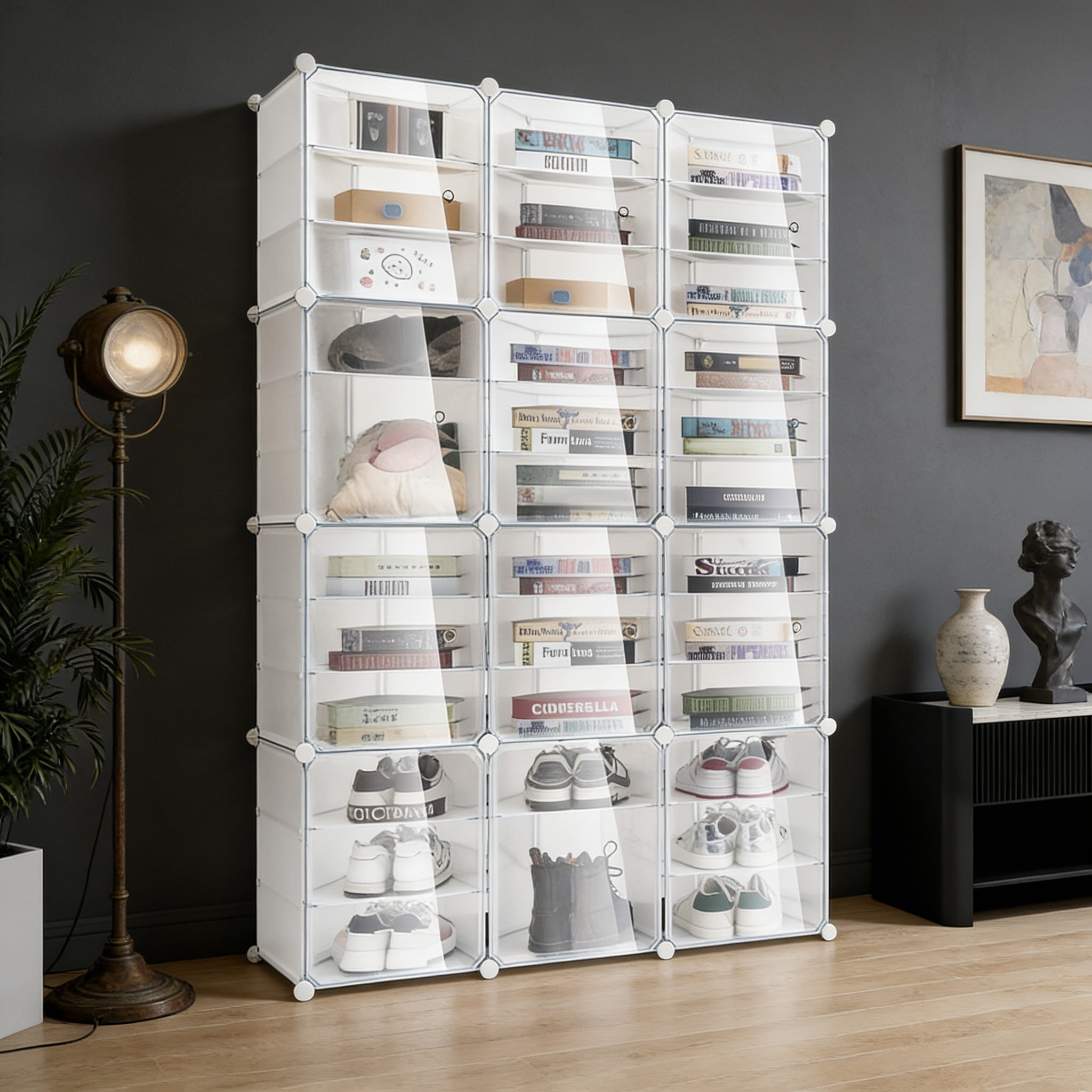 A★シューズボックス 72 Pairs Shoes Organizer Cabinet, Shoe Container Storage Box Shoe