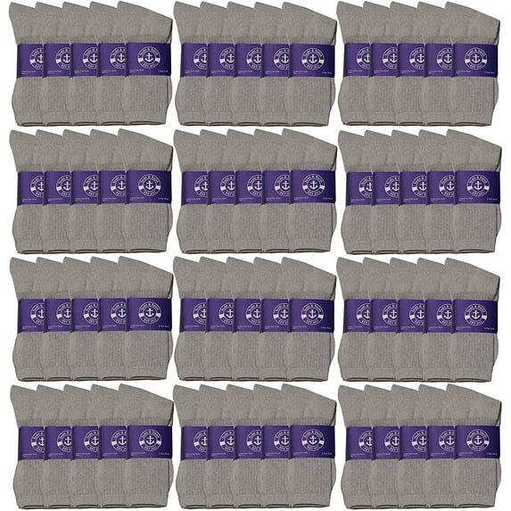 72 Pairs of Mens Bulk Lightweight Cotton Crew Socks, Homeless Donation Cheap, Wholesale Sock (72 Pairs Men's Gray Crew, one_size)