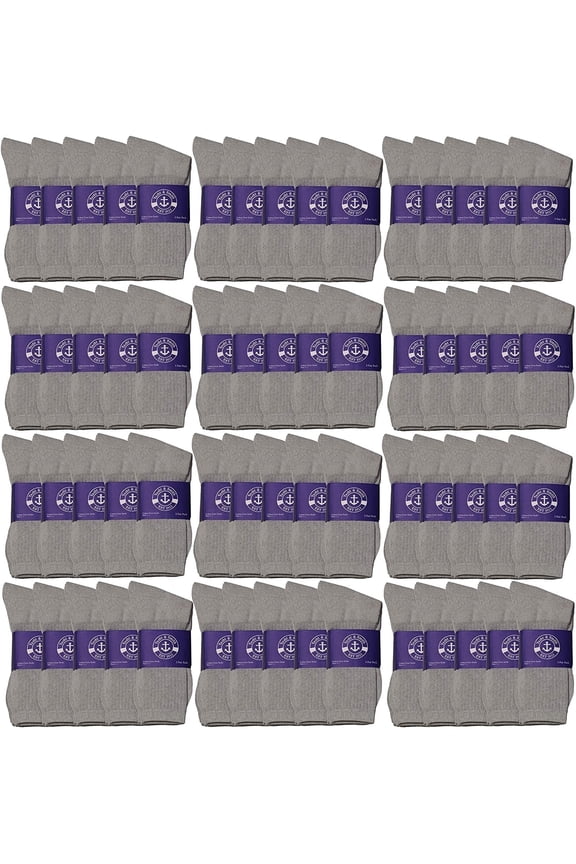 72 Pairs of Mens Bulk Lightweight Cotton Crew Socks, Homeless Donation Cheap, Wholesale Sock (72 Pairs Men's Gray Crew, one_size)