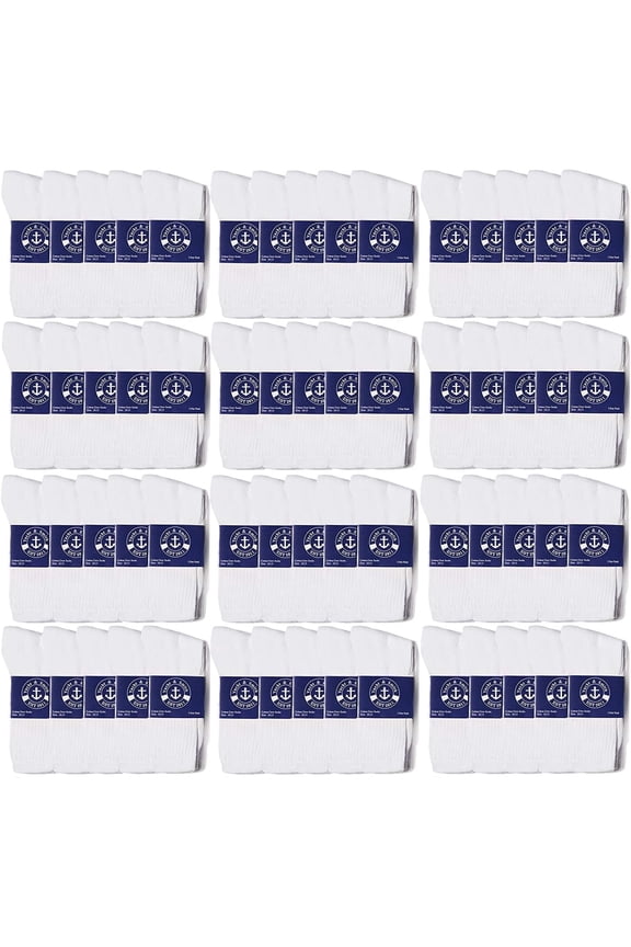 72 Pairs of Mens Value Mens Bulk Lightweight Cotton Crew Socks, Homeless Donation Cheap, Wholesale Sock (72 Pairs Men's White Crew, one_size)