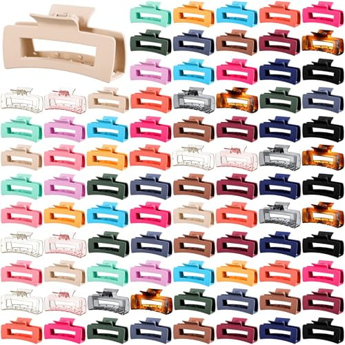 72 Pcs 4.1 Inch Large Hair Claw Clips Bulk Rectangular Big Hair Claws Matte Nonslip Banana Clip Strong Hold Plastic Barrettes for Women Gifts Accessories, 18 Colors