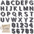 thumbnail image 1 of 72 Pcs Black Alphabet and Numbers Iron-on Letters Varsity Decorative Repair Patches Numbers 0-9 Applique Embroidered Patch A-Z Letters Iron-on for Clothing Handbags Shoes Hats By Scheam, 1 of 7