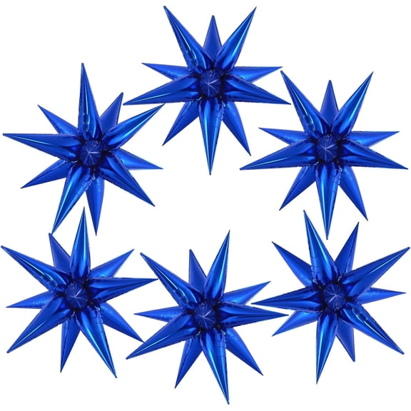 72 Pcs Blue Star Balloons Foil Explosion Balloons Magic 12 Point Star Cone Balloon Arch Garlands Large for Birthday Wedding Anniversary Graduation Halloween Party Decorations Backdrops