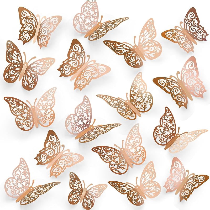 72 Pcs Butterfly Decorations, 3 Sizes 3 Styles, 3D Butterfly Wall Decor ...