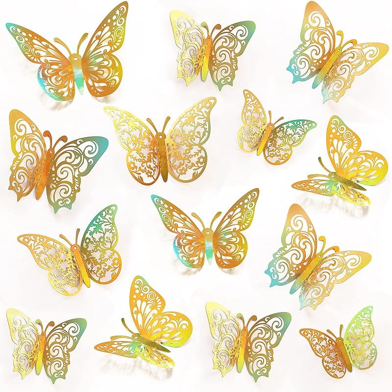 72 Pcs Butterfly Decorations, 3 Sizes 3 Styles, 3D Butterfly Wall Decor ...