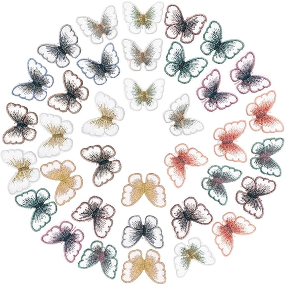 72 Pcs Butterfly Lace Patches 12 Colors Embroidery Patches Organza Lace Appliques Sew on Patches