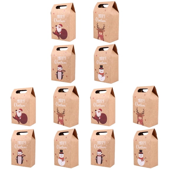 72 Pcs Christmas Kraft Paper Bags Cookie Gift Bags Creative Packaging Bags