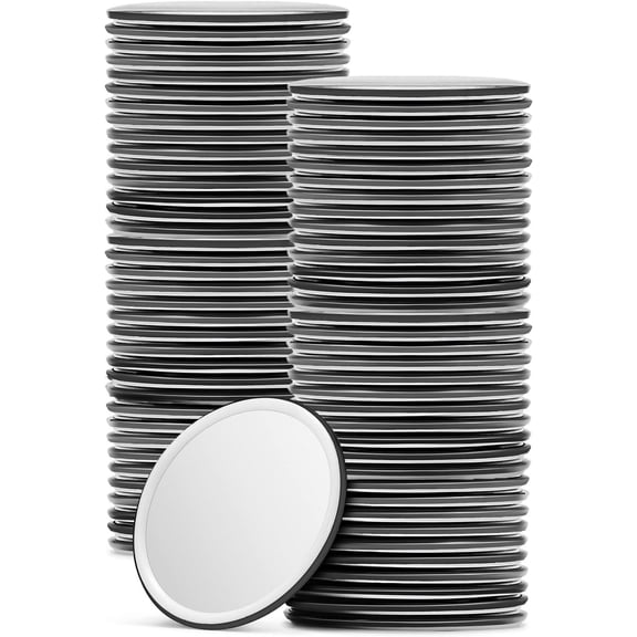 72 Pcs Compact Small Makeup Mirror Bulk, Mini Travel Pocket Mirror for Purse Women Gift Favor (Round, Black)