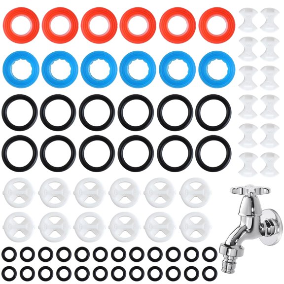 72 Pcs Faucet Washers Assortment Kit, Silicon Washer Insert Turn Replacement Accessories Valve Tap Ceramic Disc Cartridges, for Repairing Faucet Leak Worn Out Washer Replacements, O Ring