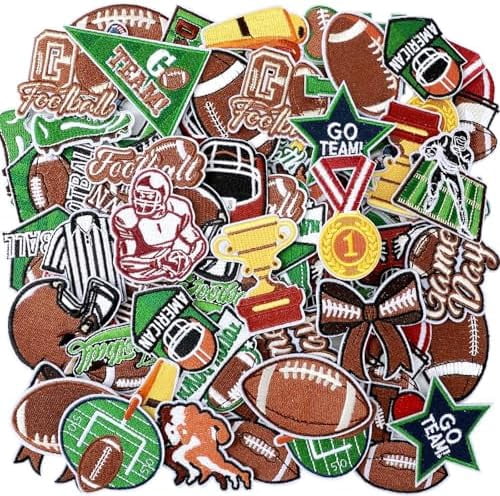 72 Pcs Football Iron on Patches Chenille Embroidered Iron on Hat Patch ...