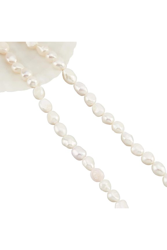 72 Pcs Freshwater Pearl Beads 7~8mm White Freshwater Pearl Irregular Loose Natural Cultured Freshwater Pearl Charms Beads for Craft Jewelry Making DIY